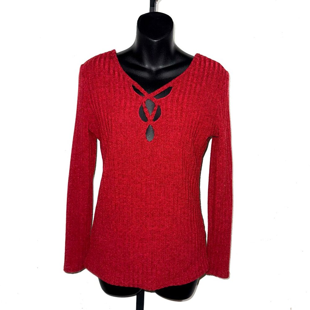 Red Criss-Cross Bust Sweater Size Small